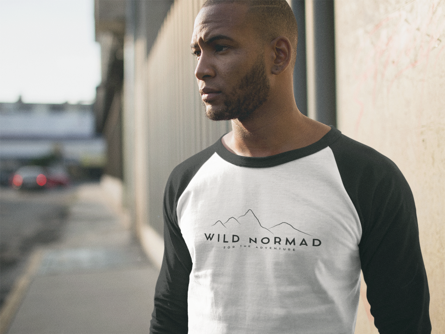Adventure-Themed Unisex 3/4 Sleeve Baseball Tee with Back Wild Normad Graphic