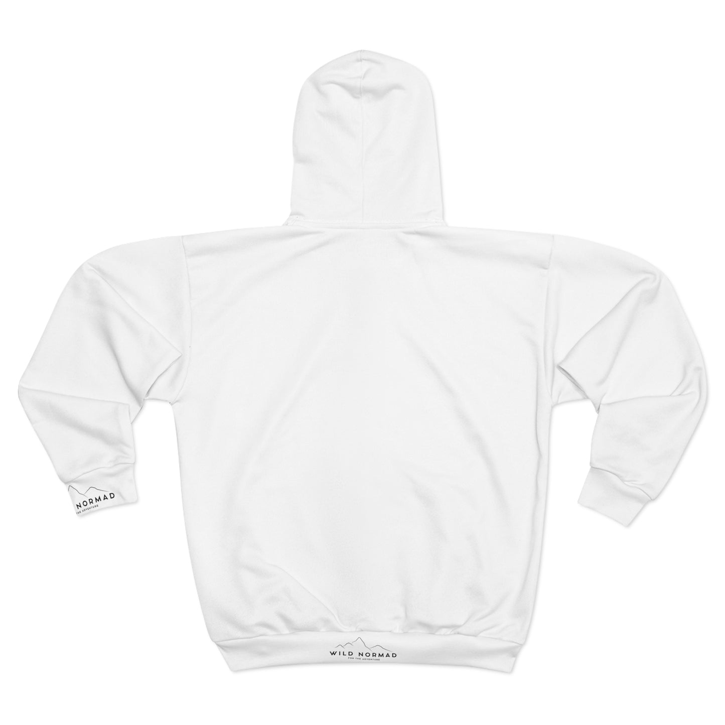 Mens Wild Normad Zip Hoodie - Front, Cuff and Waistband Branding